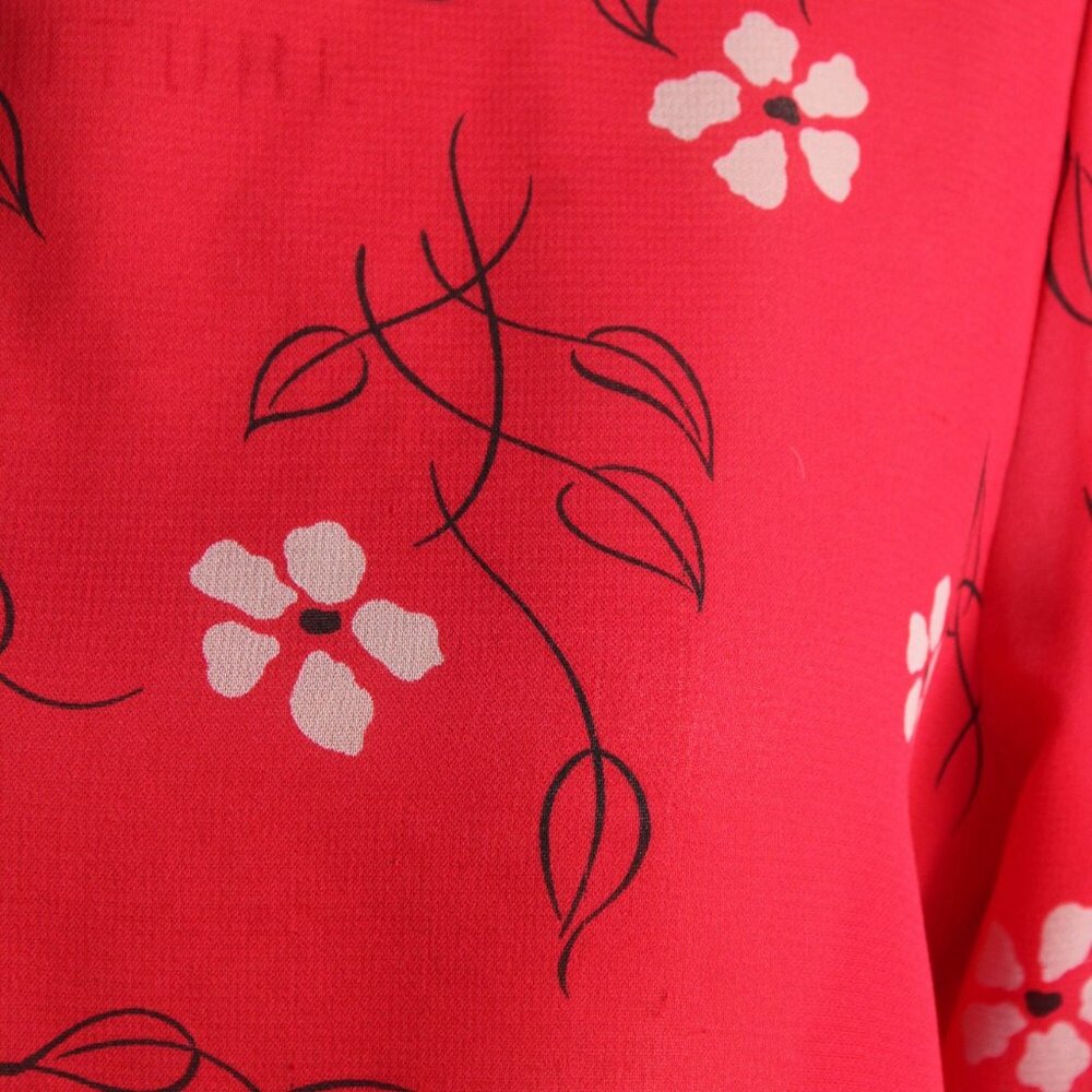 Vintage 1990s 2000s Blouse, Pant-her Red and White Floral Print Shirt Grandma - Picture 10 of 10
